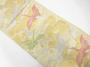 アンティーク　群鶴に松模様織り出し袋帯（材料）